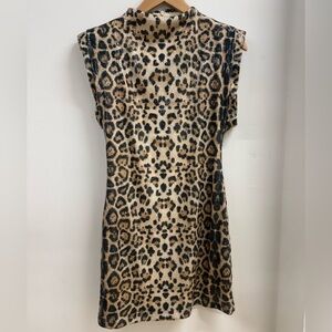 NWT ITMFL Leopard Print Sequined Sleeveless Dress